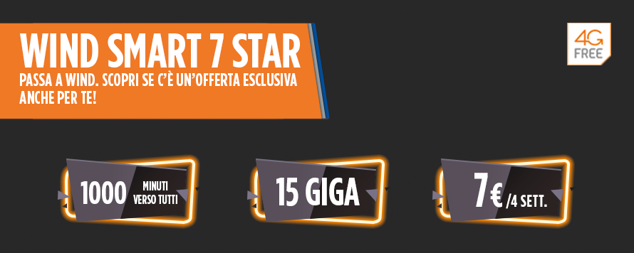 Wind Smart 7 Star, con minuti e Giga, disponibile a 7 euro ogni 4 settimane (2)