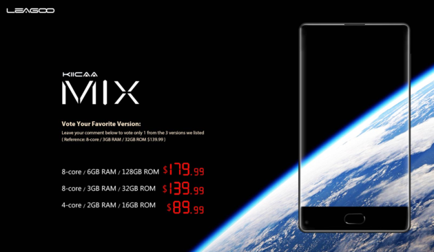LEAGOO KIICAA MIX: smartphone fullscreen a partire da $89.99
