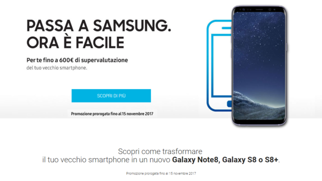 Galaxy S8, S8 Plus e Note 8: fino a 600€ di sconto entro il 15 novembre