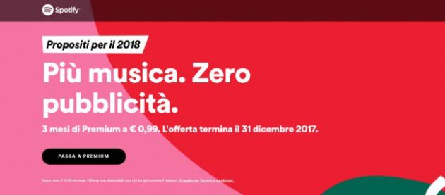 Spotify: 3 mesi di premium a soli 0,99 euro