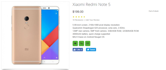 RedMi Note 5 fa la sua prima apparizione su OppoMart a soli 199$