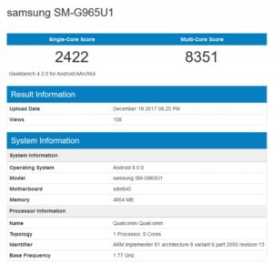 Samsung Galaxy S9+ geekbench