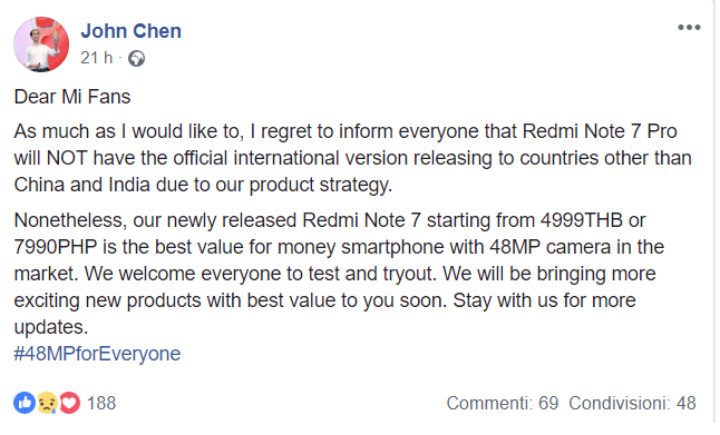 Redmi Note 7 Pro no global