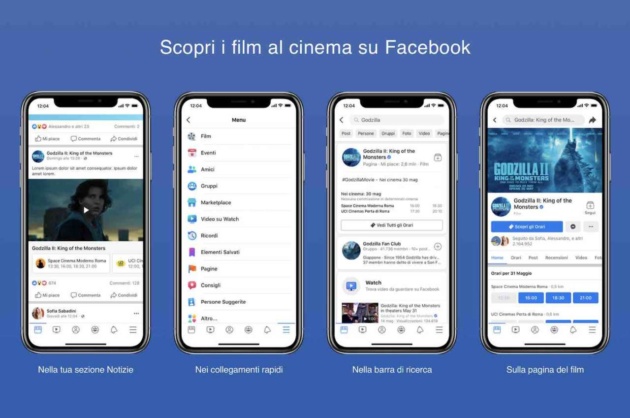 Facebook annuncia la nuova sezione dedicata ai Film in Italia