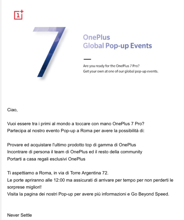 Vuoi OnePlus 7 prima di tutti? L'evento è fissato a Roma il 18 maggio