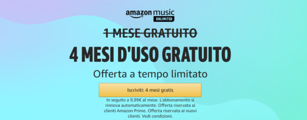 Amazon Music Unlimited 4 mesi gratis: puoi disdire da subito e non pensarci più