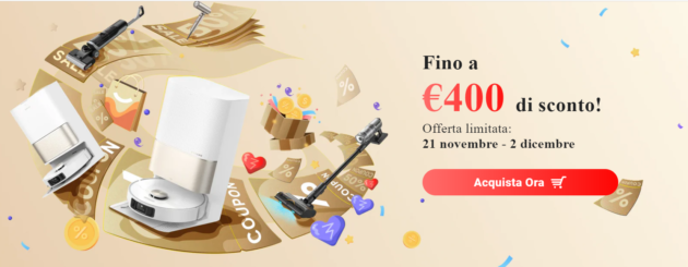 Dreame anticipa il Black Friday su Amazon con sconti fino a 400€